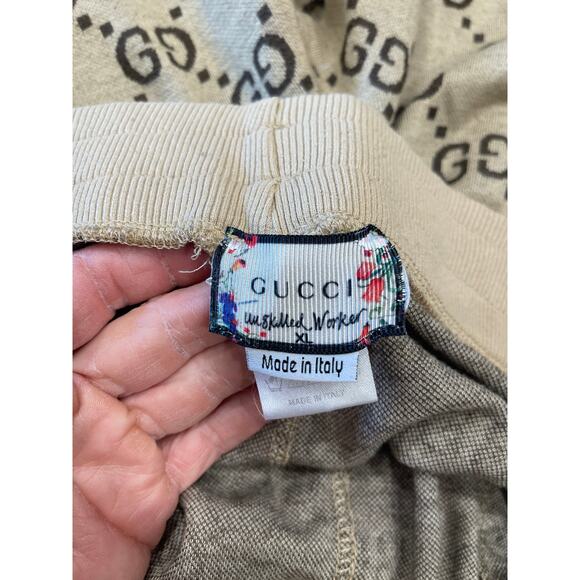 Gucci X Unskilled worker Jumbo GG Jogging Pants w/signature Web stripe trim XL - Picture 6 of 9